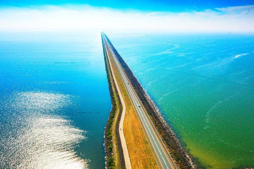 Dike built in Flevopolder, Netherlands.