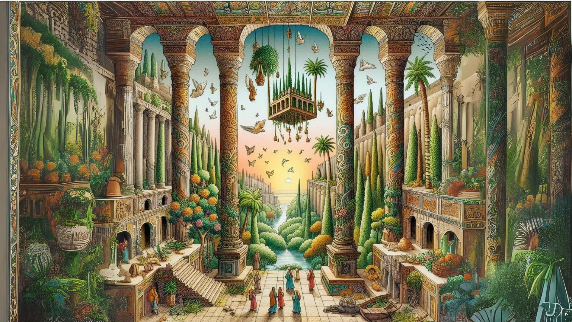 Interpretation of what the Hanging Gardens of Babylon might have looked like.