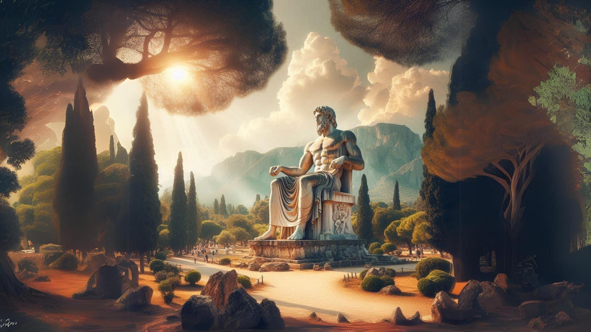 Interpretation of what the Statue of Zeus at Olympia might have looked like.
