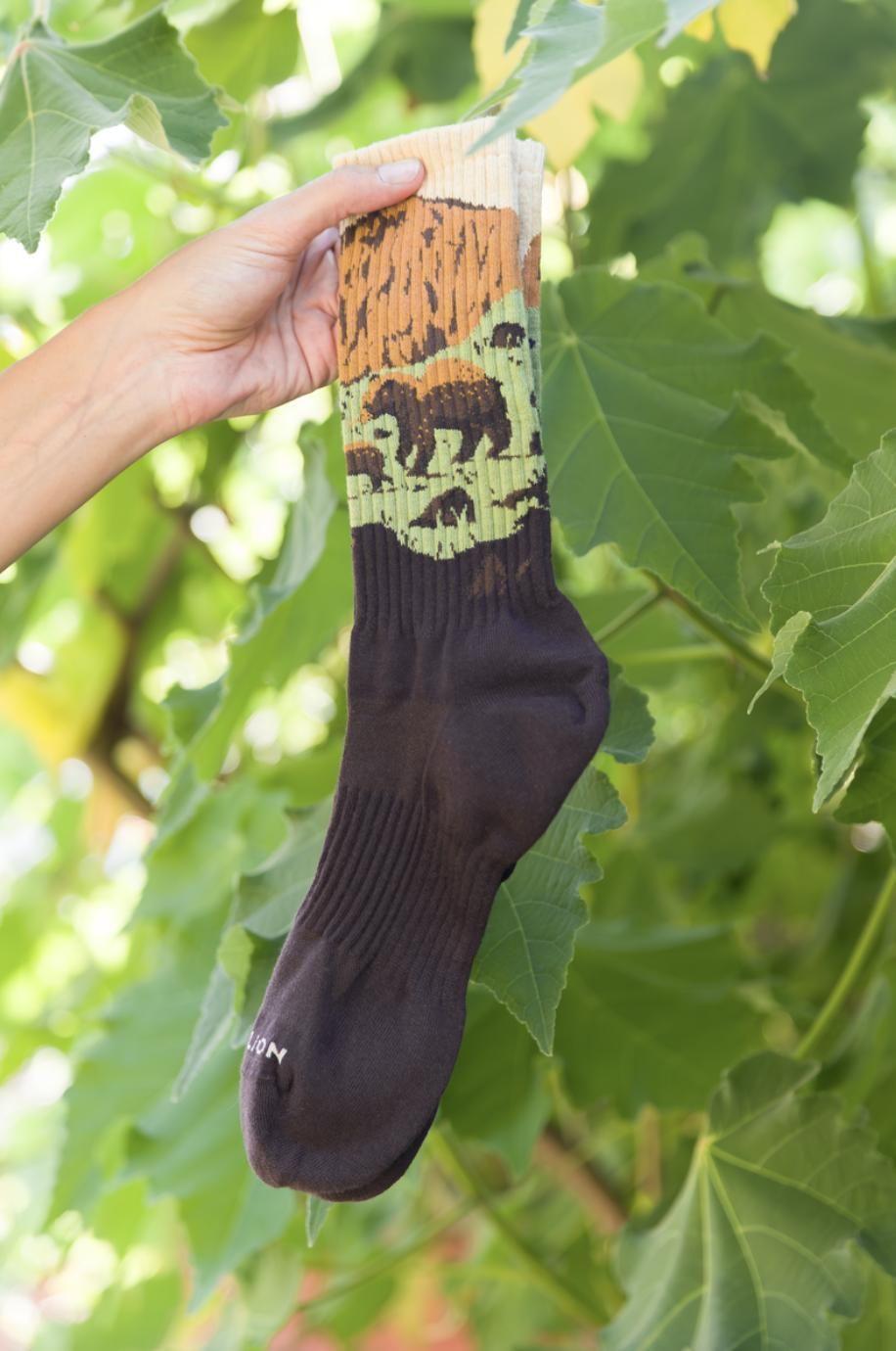 The Jimmy Lion sock that is a tribute to Yosemite National Park in California