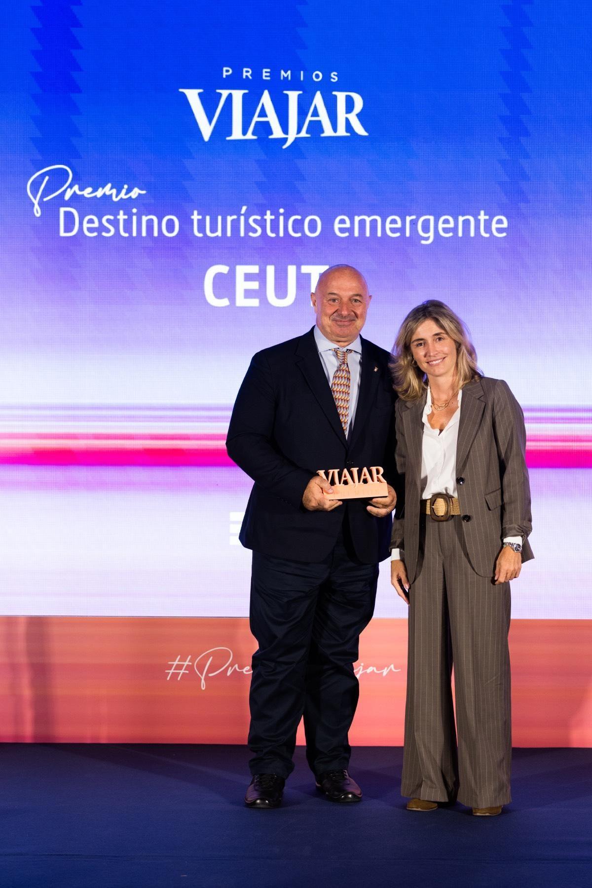 Nicola Cecchi Bissoni, Councilor of Commerce, Tourism, Employment, and Sports of the Autonomous City of Ceuta and Ainhoa Moll, Editorial Director of Prensa Ibérica.