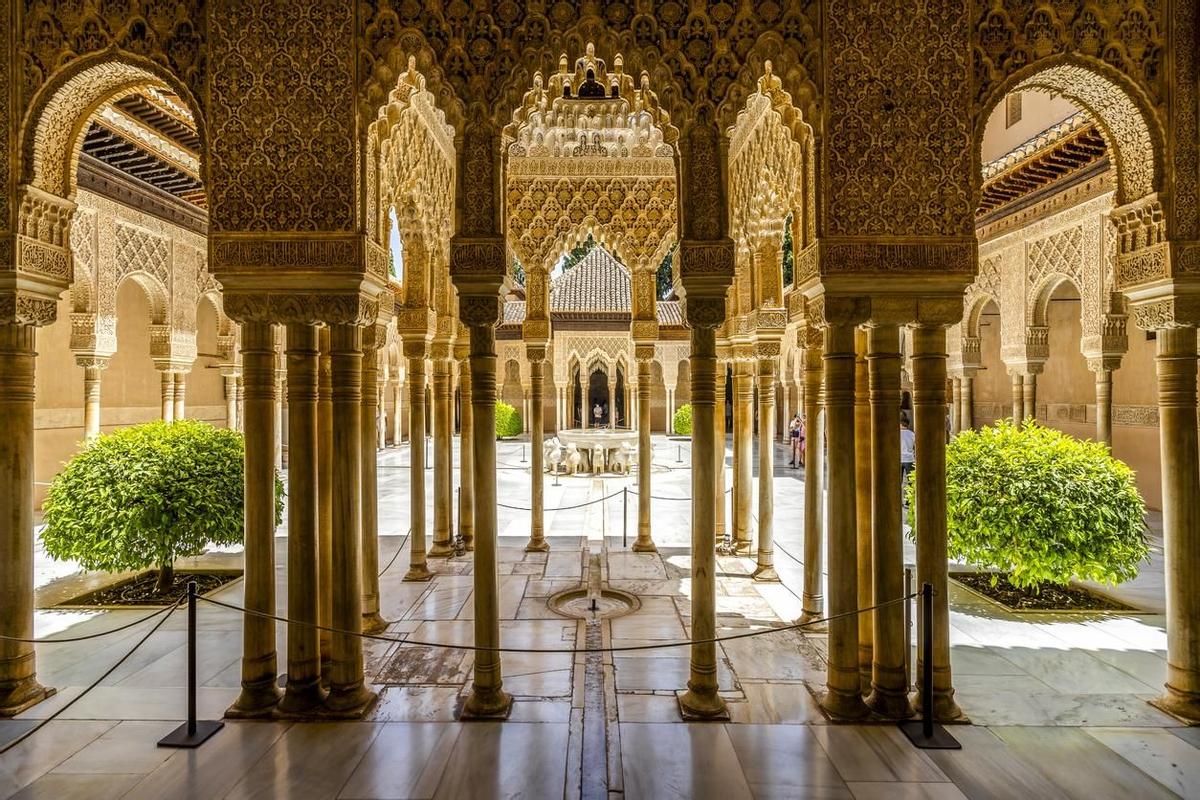 Lion Court in the Nasrid Palaces of the Alhambra, Spain
