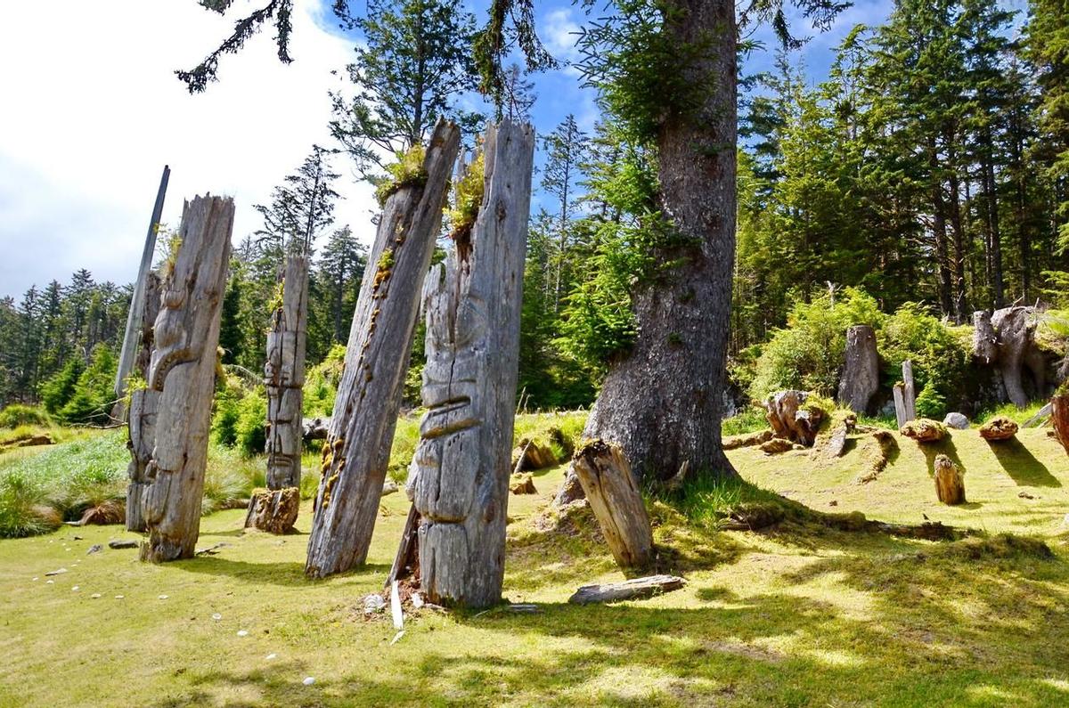 Totems in SGang Gwaay, Canada