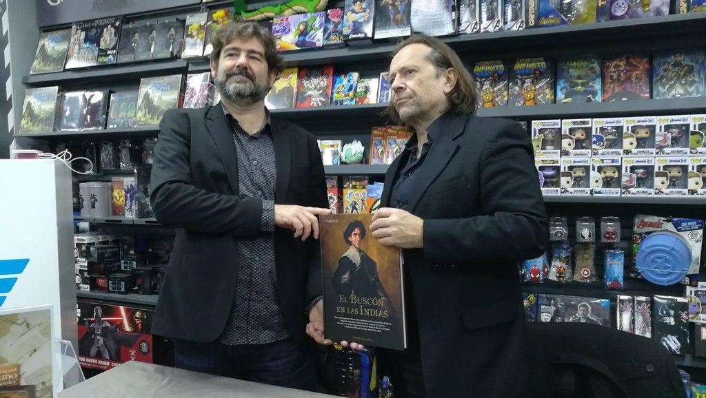 Juanjo Guarnido and Alain Ayroles presenting 'El buscón en las Indias'.