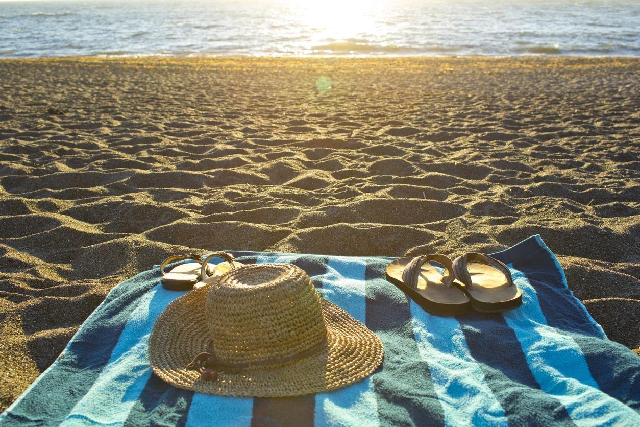 Beach towel by the sea