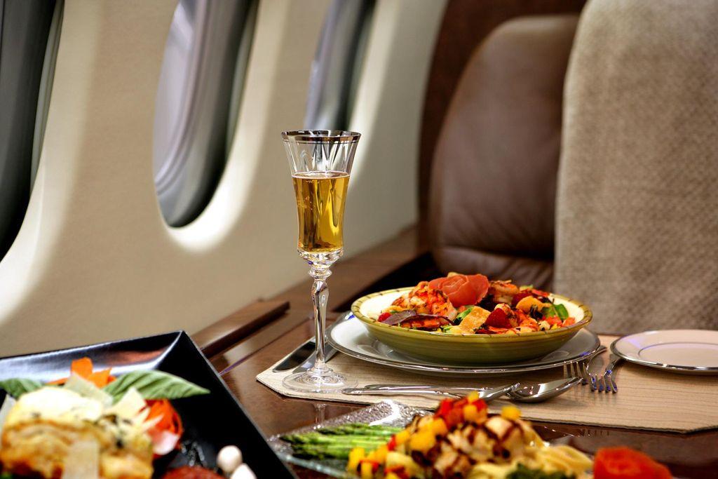 Fine dining on a private jet