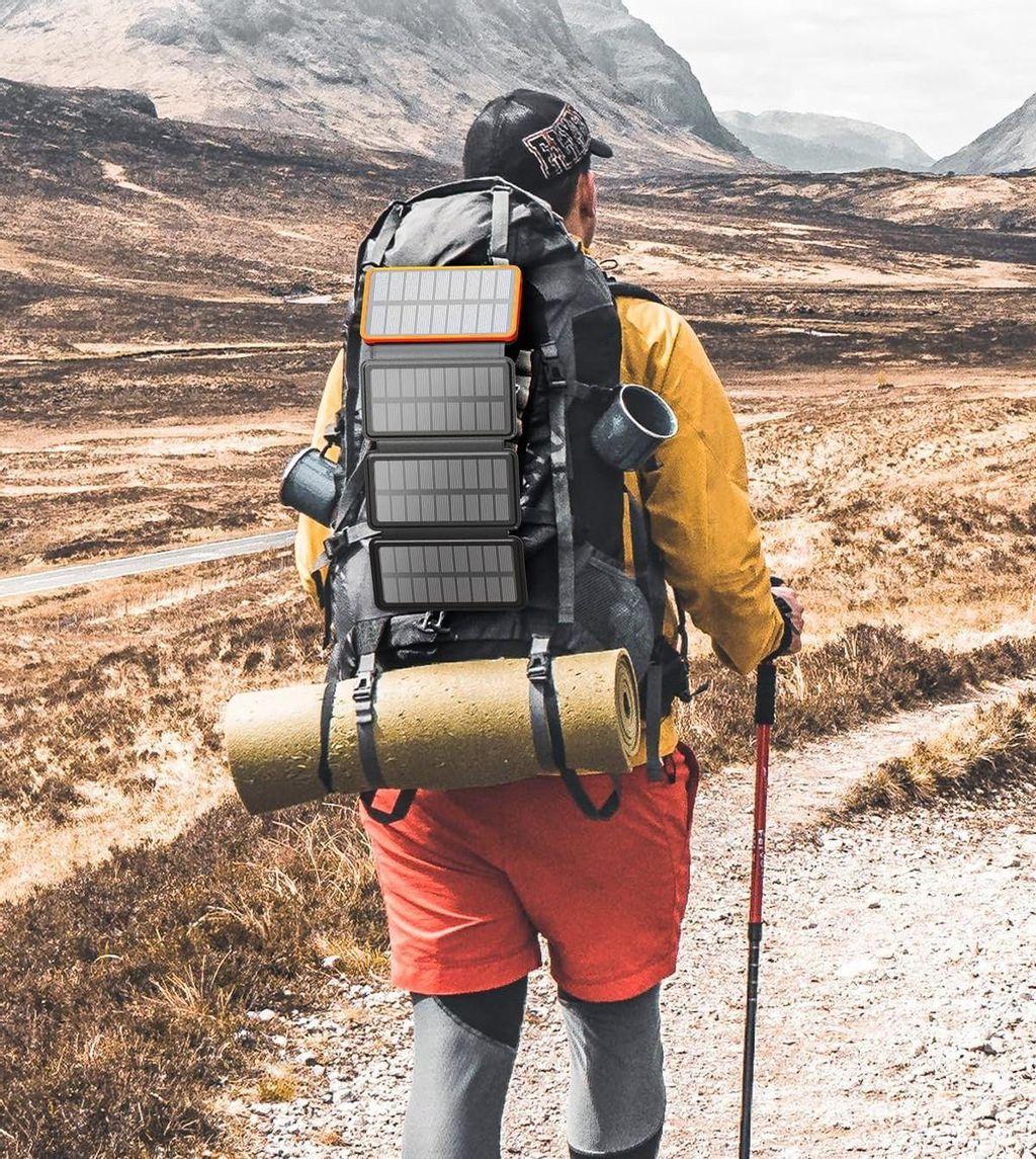 Portable battery with solar charger.