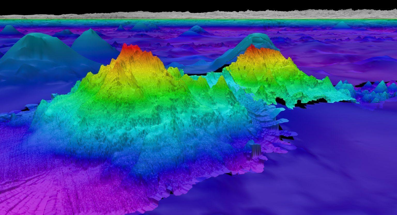 Underwater mountains mapped by the Falkor.