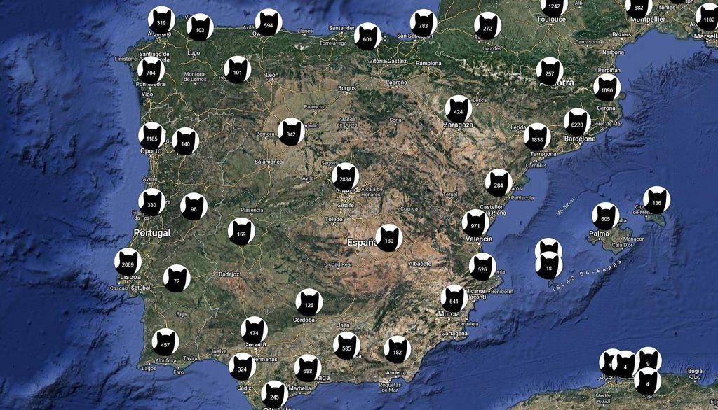 This is what the map of 'I Know Where Your Cat Lives' looks like in the United States
